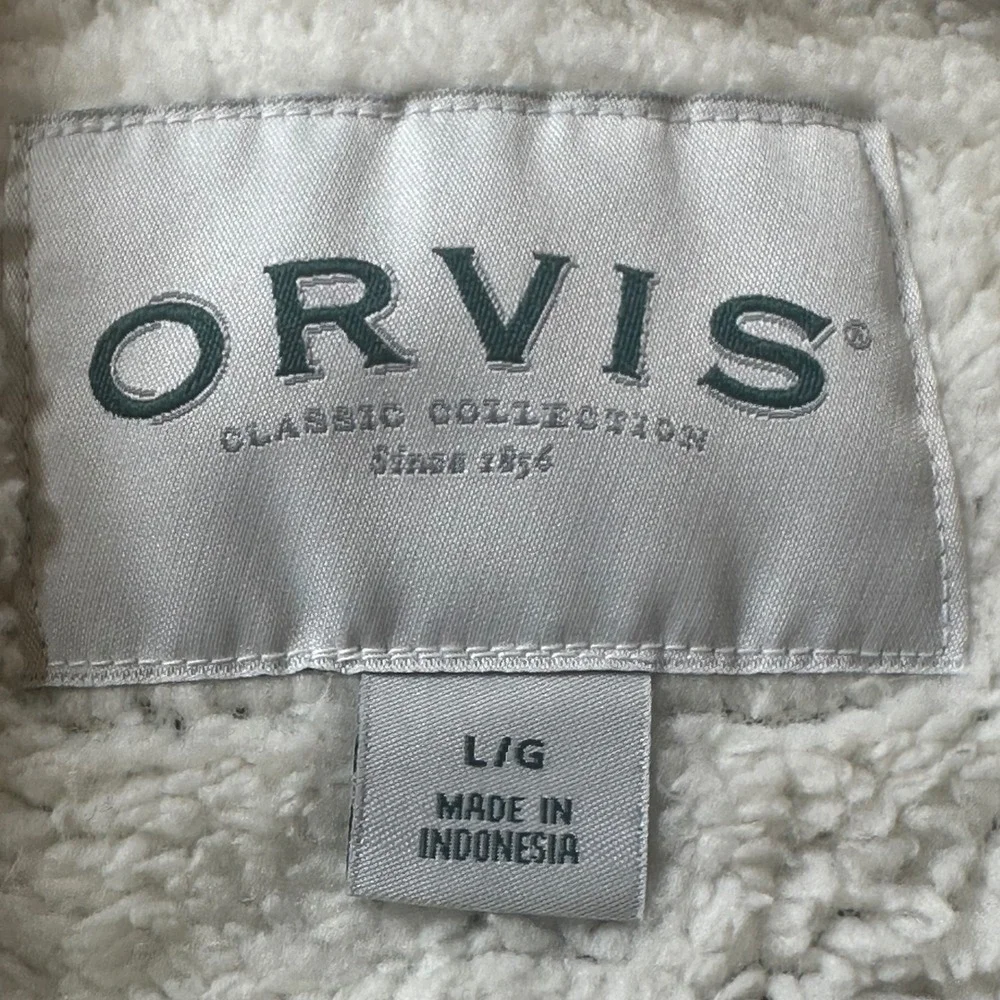 Orvis Brighton Men's Large Sherpa Fleece Lined Quarter Zip Pullover Sweater Gray